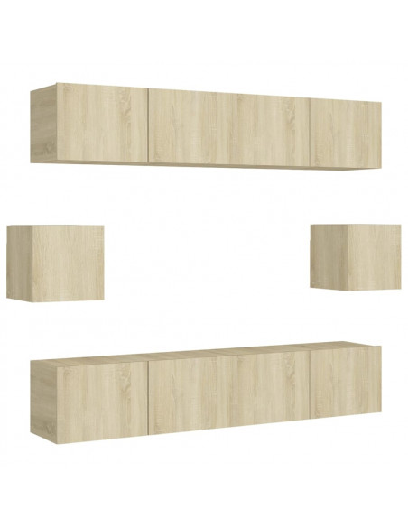 Set di Mobili Porta TV 6 pz Rovere Sonoma in Legno Multistrato