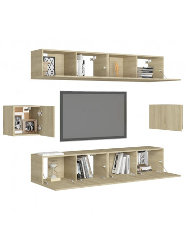 Set di Mobili Porta TV 6 pz Rovere Sonoma in Legno Multistrato