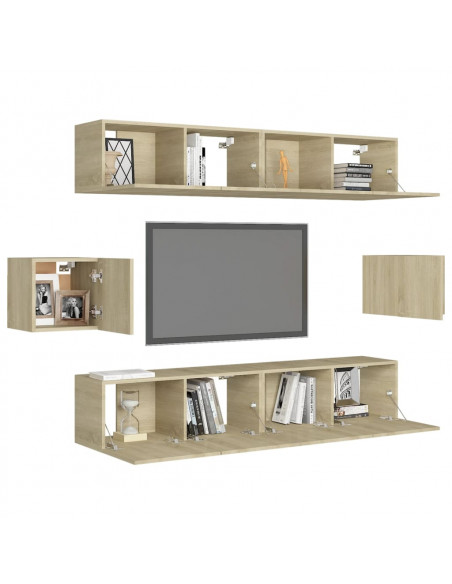 Set di Mobili Porta TV 6 pz Rovere Sonoma in Legno Multistrato
