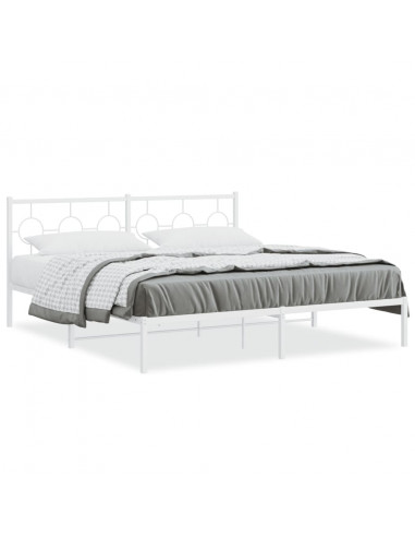 Giroletto con Testiera Metallo Bianco 183x213 cm