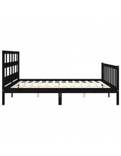 Giroletto con Testiera Nero 200x200 cm in Legno Massello 2