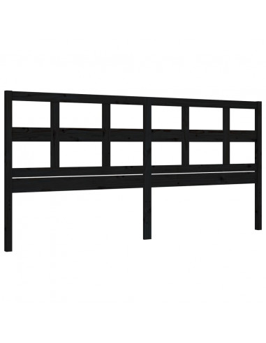 Giroletto con Testiera Nero 200x200 cm in Legno Massello