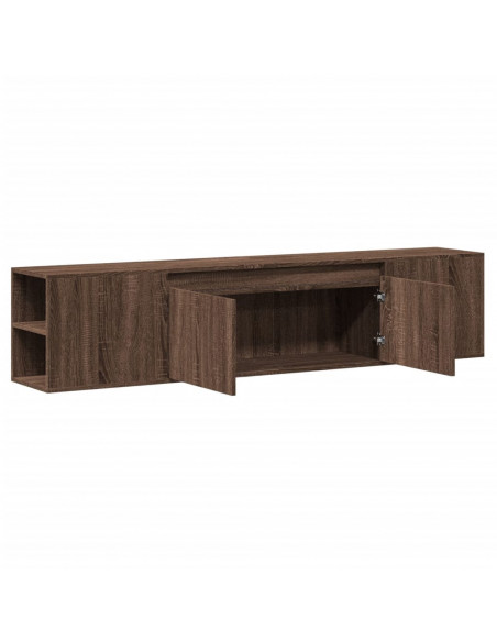 Mobile TV a Parete con LED Rovere Marrone 180x31x39,5 cm