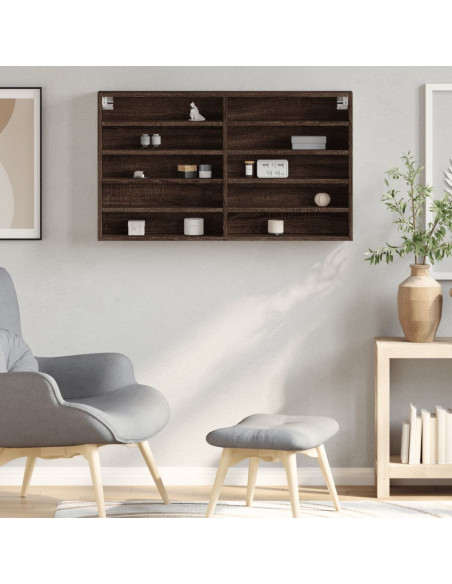 Armadietto Vetrina Rovere Marrone 100x15x58cm Legno Multistrato