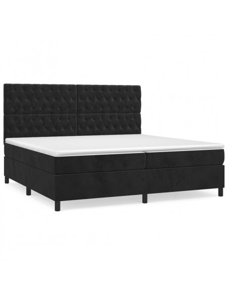 Giroletto a Molle con Materasso Nero 200x200 cm in Velluto