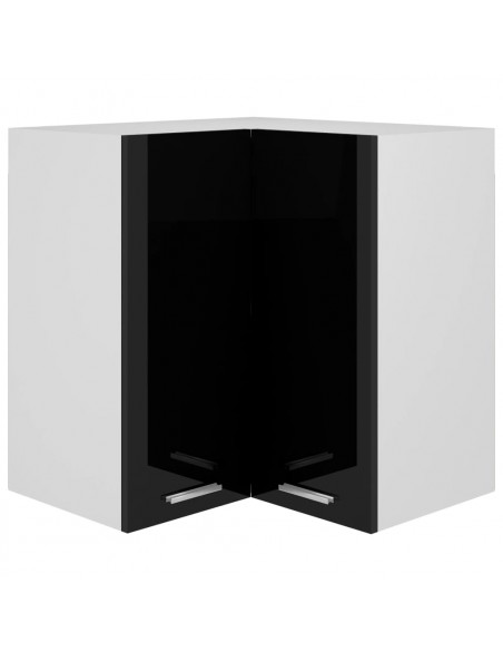 Pensile Angolare Nero Lucido 57x57x60 cm in Legno Multistrato