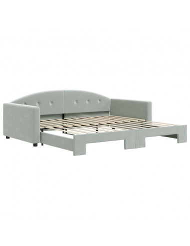 Divano Letto con Letto Estraibile Grigio Chiaro 100x200 Velluto