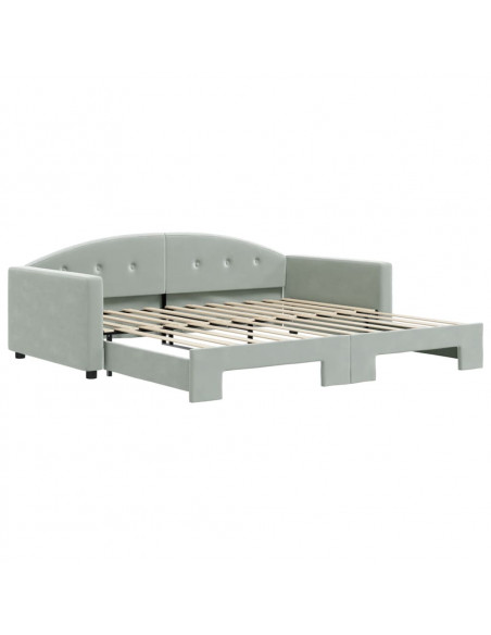 Divano Letto con Letto Estraibile Grigio Chiaro 100x200 Velluto