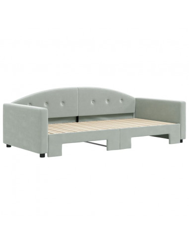 Divano Letto con Letto Estraibile Grigio Chiaro 100x200 Velluto