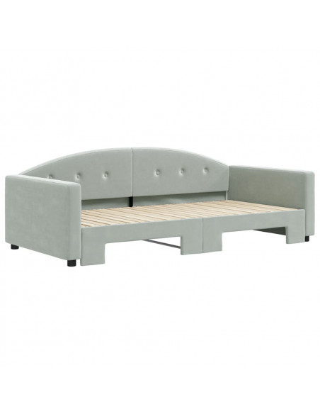 Divano Letto con Letto Estraibile Grigio Chiaro 100x200 Velluto