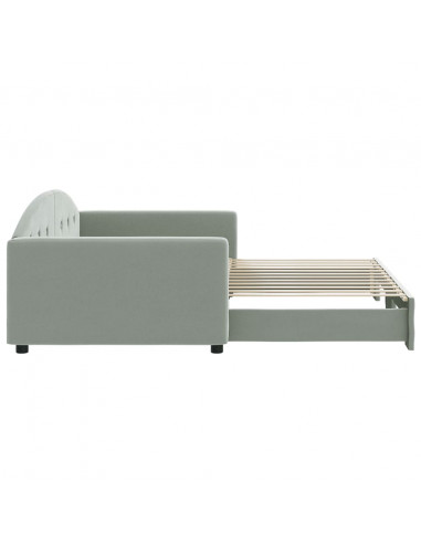 Divano Letto con Letto Estraibile Grigio Chiaro 100x200 Velluto