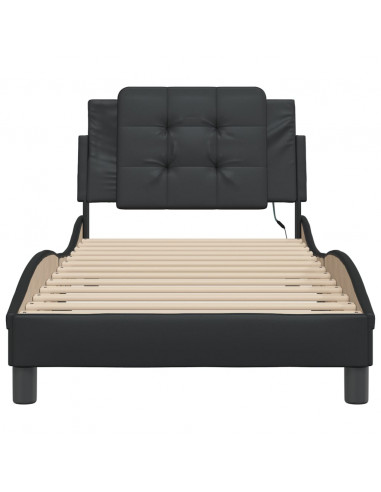 Giroletto con Luci LED Nero 90x190 cm in Similpelle