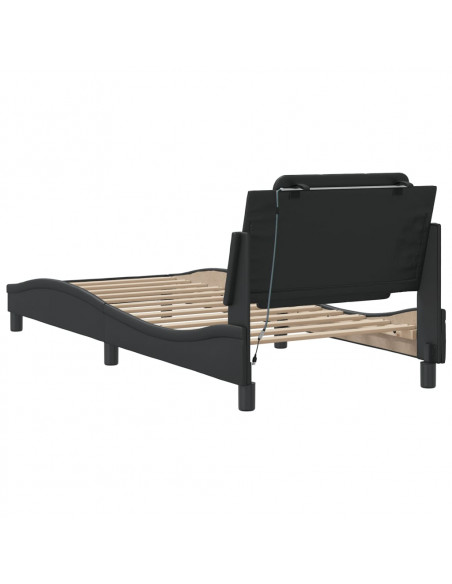 Giroletto con Luci LED Nero 90x190 cm in Similpelle