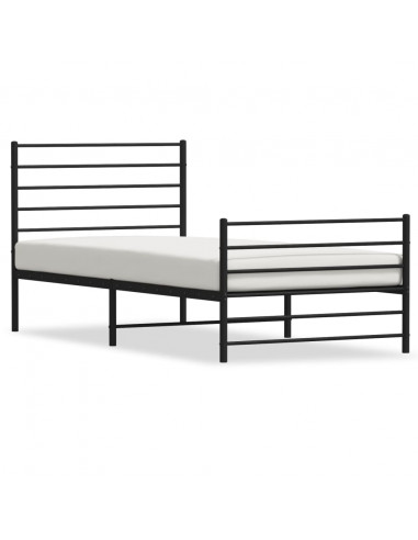 Giroletto con Testiera e Pediera Metallo Nero 75x190 cm