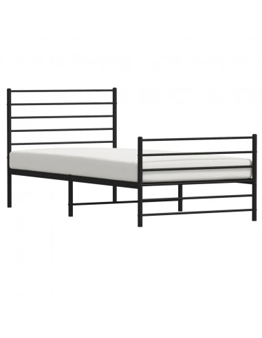 Giroletto con Testiera e Pediera Metallo Nero 75x190 cm