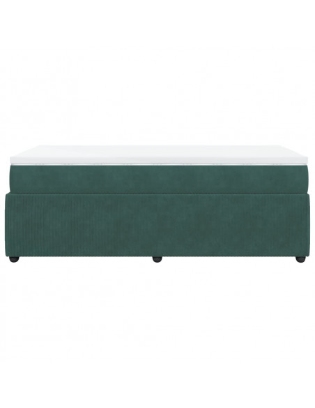Giroletto a Molle con Materasso Verde Scuro 90x190 cm Velluto