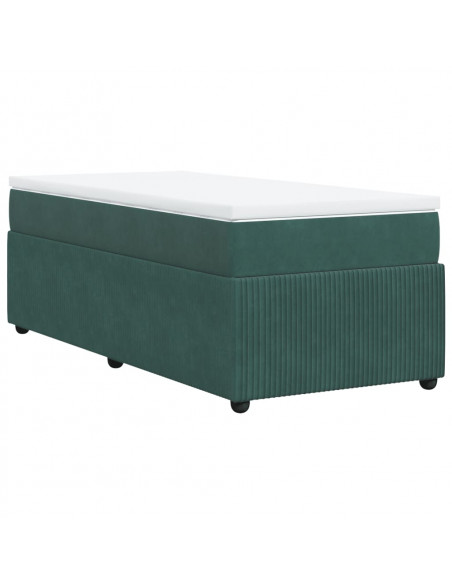 Giroletto a Molle con Materasso Verde Scuro 90x190 cm Velluto