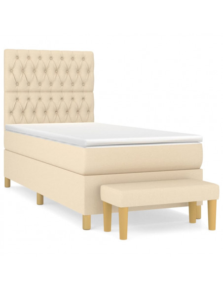 Giroletto a Molle con Materasso Crema 90x190 cm in Tessuto