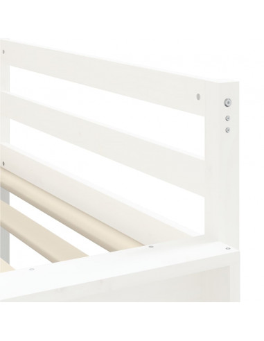 Letto a Soppalco con Tende Bambini Bianco e Nero 80x200 cm Pino