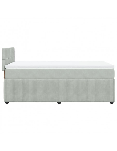 Giroletto a Molle con Materasso Grigio Chiaro 90x200 cm Velluto
