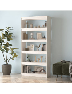 Libreria/Divisorio Bianco 80x30x167,4 cm Legno Massello di Pino 2