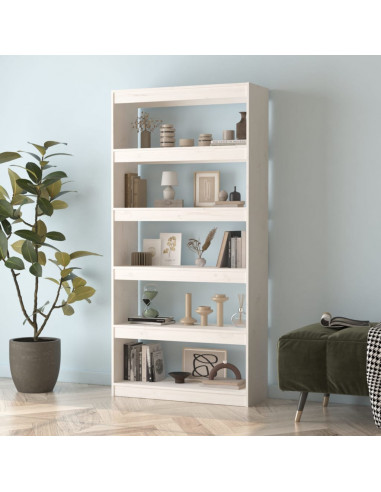 Libreria/Divisorio Bianco 80x30x167,4 cm Legno Massello di Pino