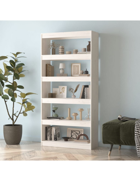 Libreria/Divisorio Bianco 80x30x167,4 cm Legno Massello di Pino