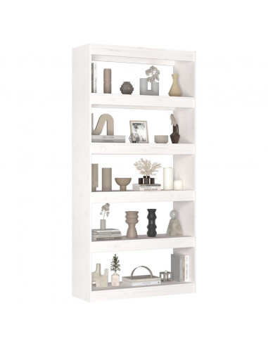 Libreria/Divisorio Bianco 80x30x167,4 cm Legno Massello di Pino