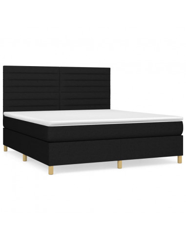 Giroletto a Molle con Materasso Nero 160x200 cm in Tessuto