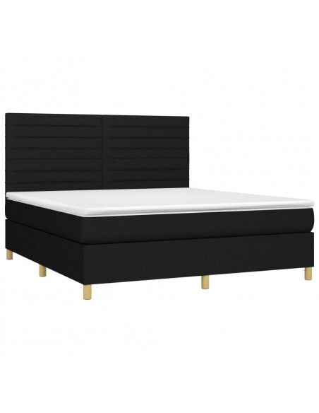 Giroletto a Molle con Materasso Nero 160x200 cm in Tessuto