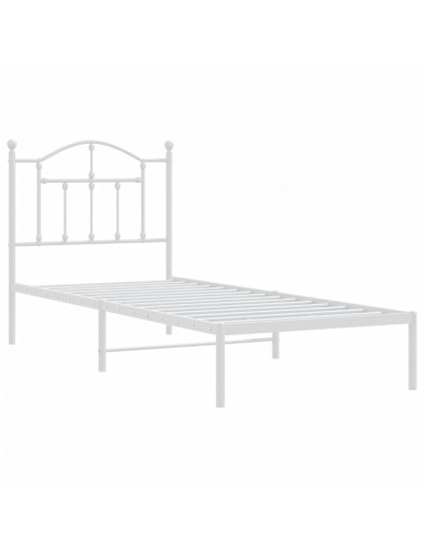 Giroletto con Testiera Metallo Bianco 80x200 cm