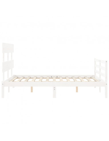 Giroletto con Testiera Bianco 120x200 cm in Legno Massello