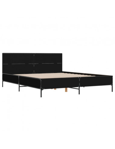 Giroletto Nero 120x200 cm in Legno Multistrato e Metallo