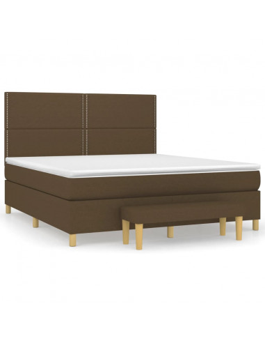 Giroletto a Molle con Materasso Marrone Scuro 180x200cm Tessuto