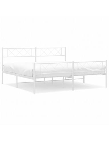 Giroletto con Testiera e Pediera Metallo Bianco 183x213 cm