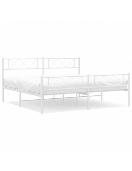Giroletto con Testiera e Pediera Metallo Bianco 183x213 cm