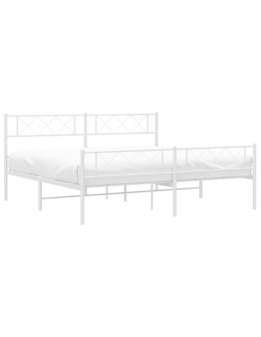 Giroletto con Testiera e Pediera Metallo Bianco 183x213 cm