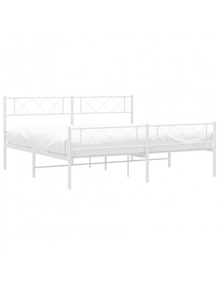 Giroletto con Testiera e Pediera Metallo Bianco 183x213 cm