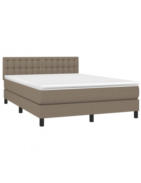 Letto a Molle con Materasso e LED Tortora 140x200 cm in Tessuto
