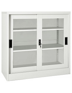 Armadio con Ante Scorrevoli Grigio Chiaro 90x40x90cm in Acciaio 2