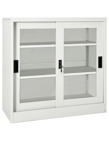 Armadio con Ante Scorrevoli Grigio Chiaro 90x40x90cm in Acciaio