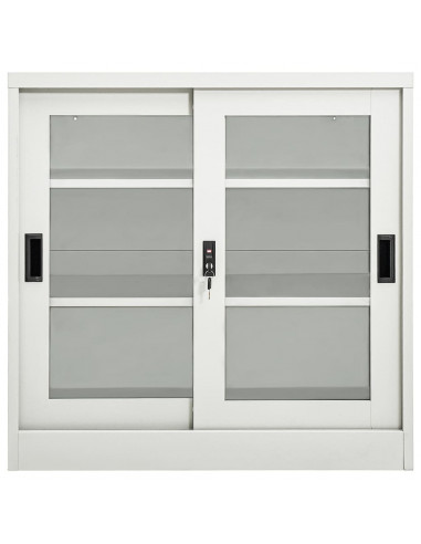 Armadio con Ante Scorrevoli Grigio Chiaro 90x40x90cm in Acciaio