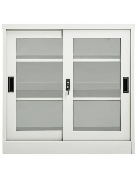 Armadio con Ante Scorrevoli Grigio Chiaro 90x40x90cm in Acciaio