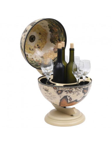 Minibar da Tavola a Globo Supporto per Vini in Eucalipto Bianco