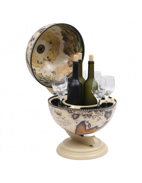 Minibar da Tavola a Globo Supporto per Vini in Eucalipto Bianco