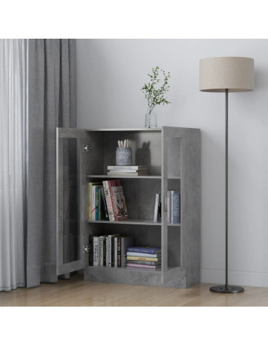 Armadietto Vetrina Grigio Cemento 82,5x30,5x115 cm Multistrato