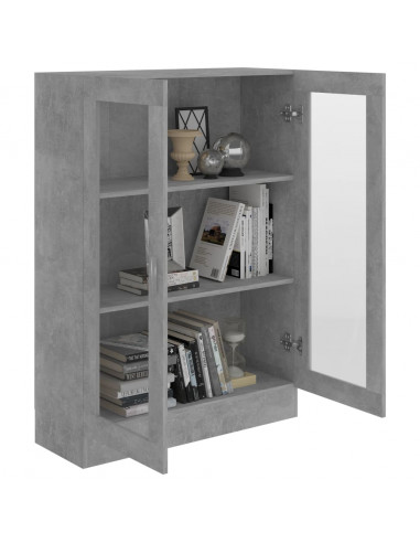 Armadietto Vetrina Grigio Cemento 82,5x30,5x115 cm Multistrato