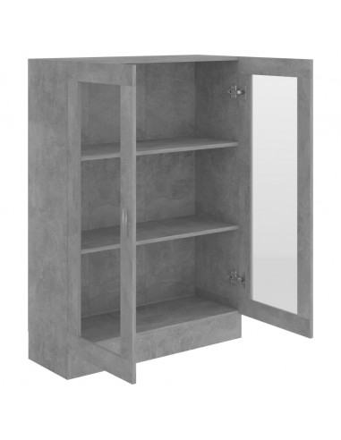 Armadietto Vetrina Grigio Cemento 82,5x30,5x115 cm Multistrato