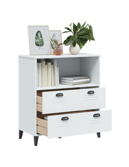 Libreria VIKEN Bianca 80x40x90 cm in Legno Massello di Pino