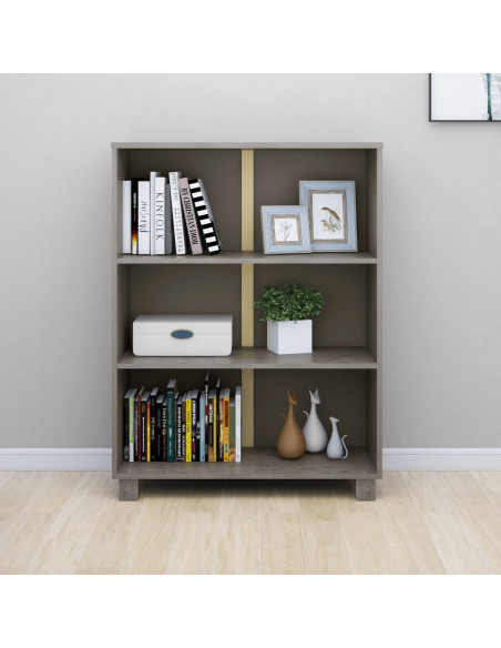 Libreria HAMAR Grigio Chiaro 85x35x112cm Legno Massello di Pino